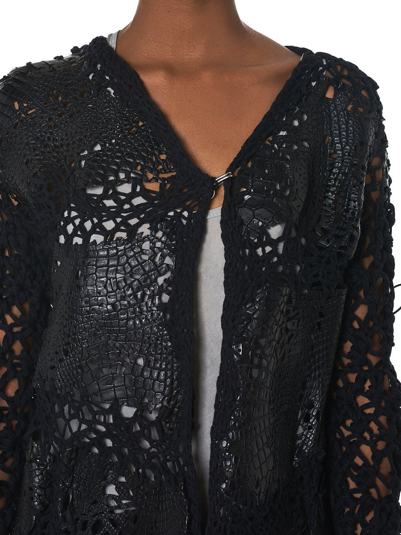 Alessandra Marchi Alligator Leather Cardigan - Hlorenzo Detail 2