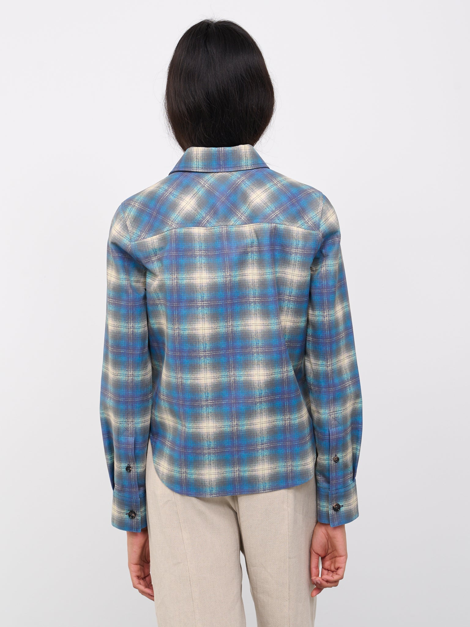 Printed-Flannel Leather Shirt (743727V2QG0-4116-MULTI-LIGHT-B)