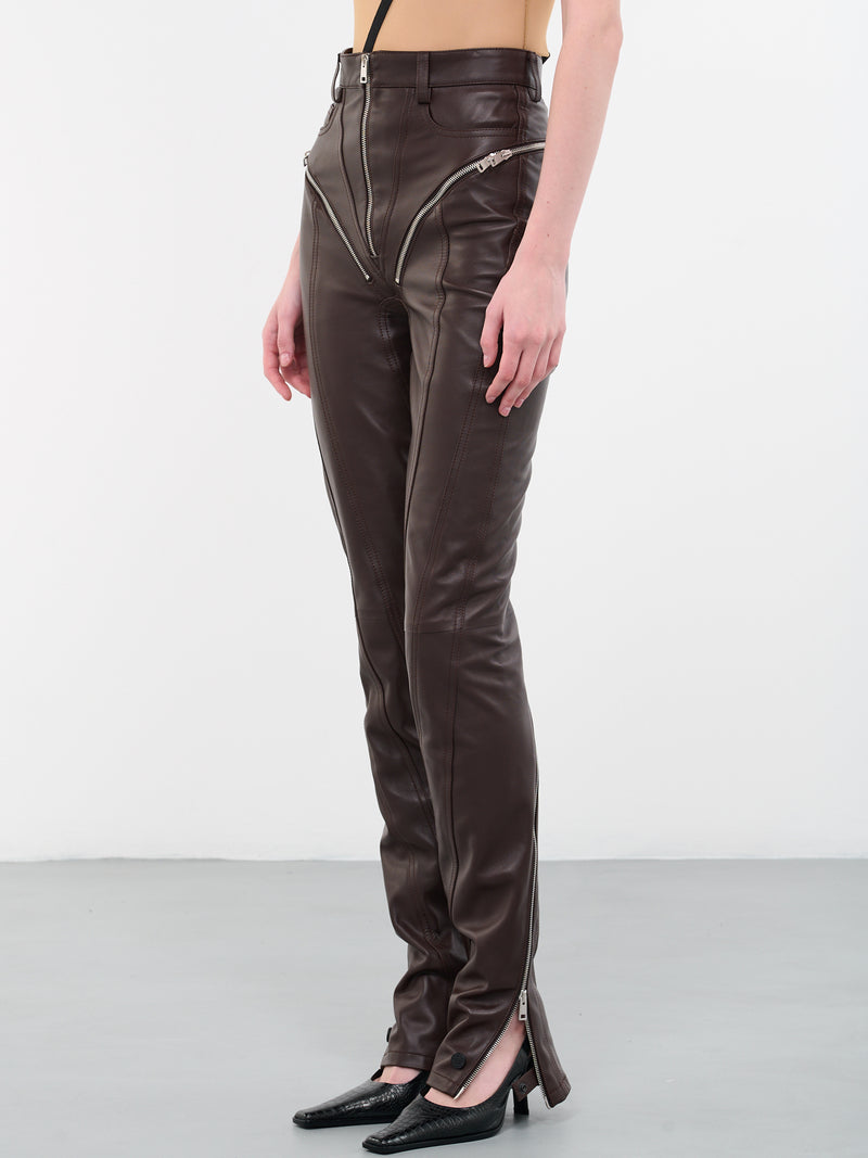 Zip Leather Pants (9PA0389946-7050-CHOCOLATE)