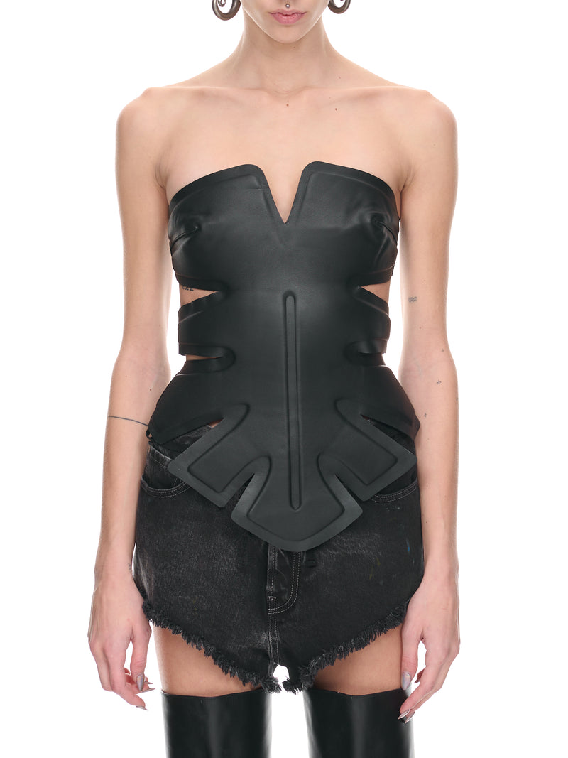 Black Padded Leaf Corset (A3581R23-1000-BLACK)