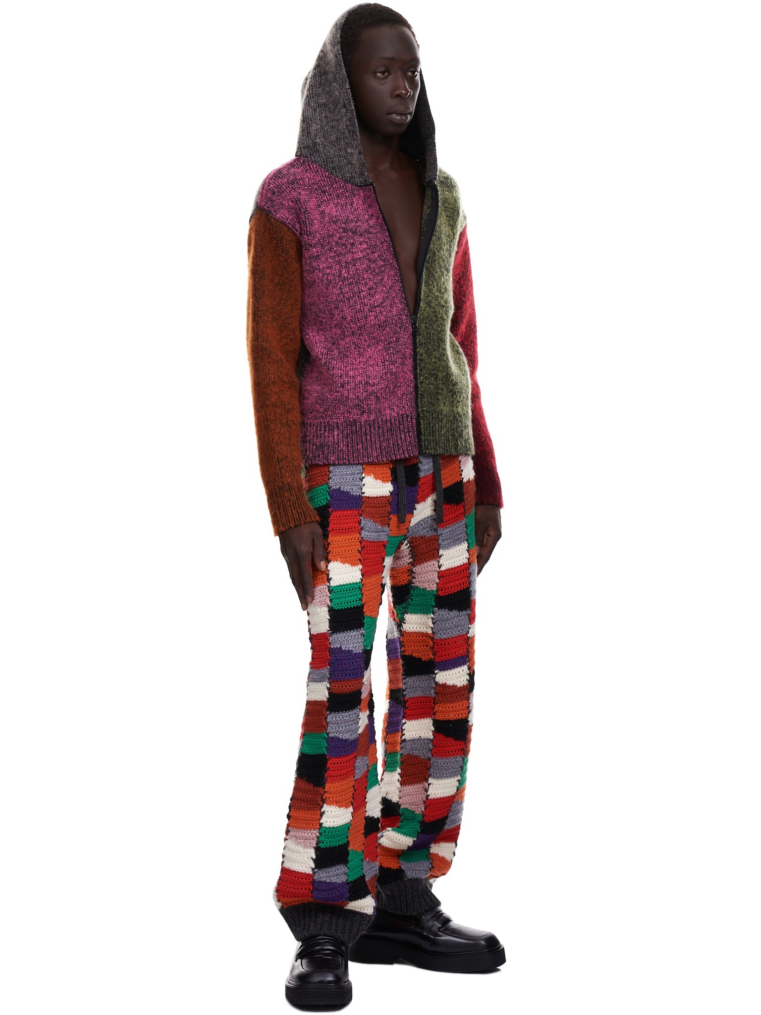 AGR Multi-Tone Knit Hoodie | H. Lorenzo - styled 