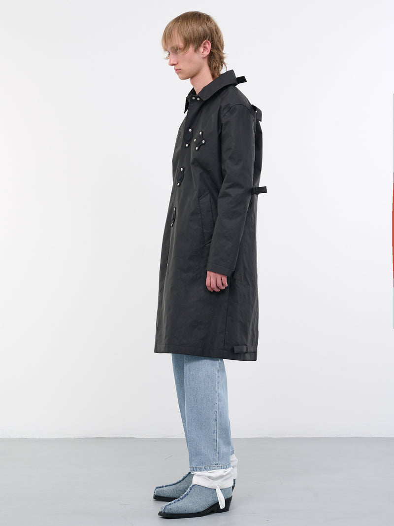 Black Coated Canvas Tab Coat (CG-CWOLCO06-BLACK)