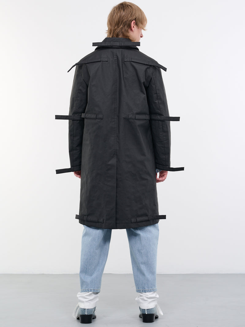 Black Coated Canvas Tab Coat (CG-CWOLCO06-BLACK)