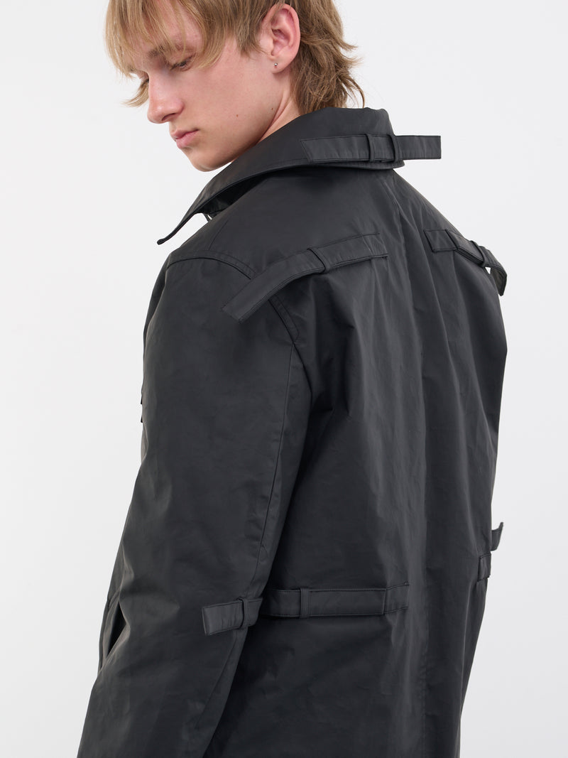 Black Coated Canvas Tab Coat (CG-CWOLCO06-BLACK)