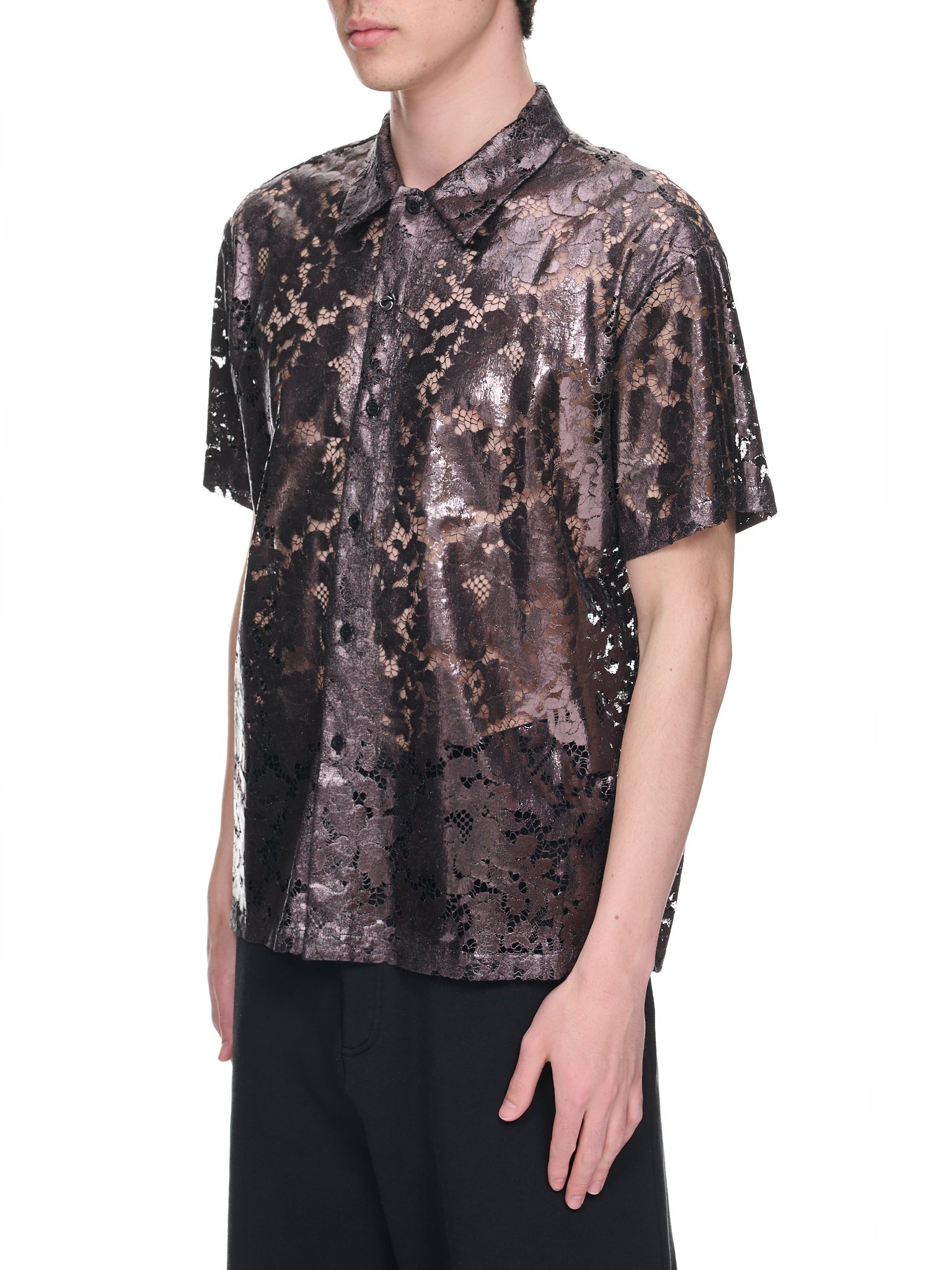 Metallic Lace Shirt (COPCH17014-CHOCOLATE)