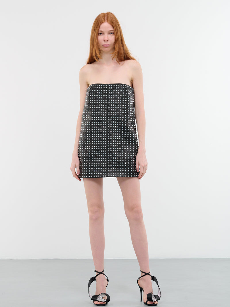 Studded Blaise Mini Dress (D-300-BLAISE-BLACK-LT-SAPPHIRE)