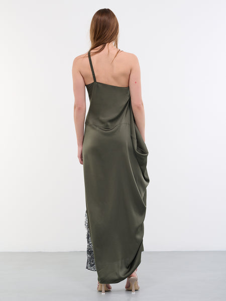 One Shoulder Lace Dress (DR0346-PG1275-595-OLIVE)