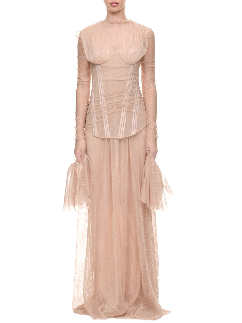 Glitter Corset Dress (DR05-NUDE)