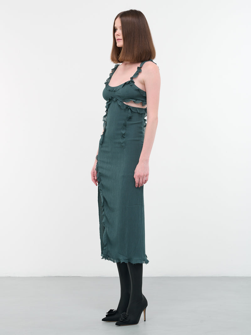 Ruffled Strap Dress (DRES000863-PETROL-BLUE)