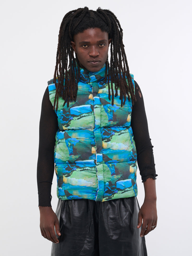 Sunset Puffer Vest (ERL06J006-GREEN-SUNSET)