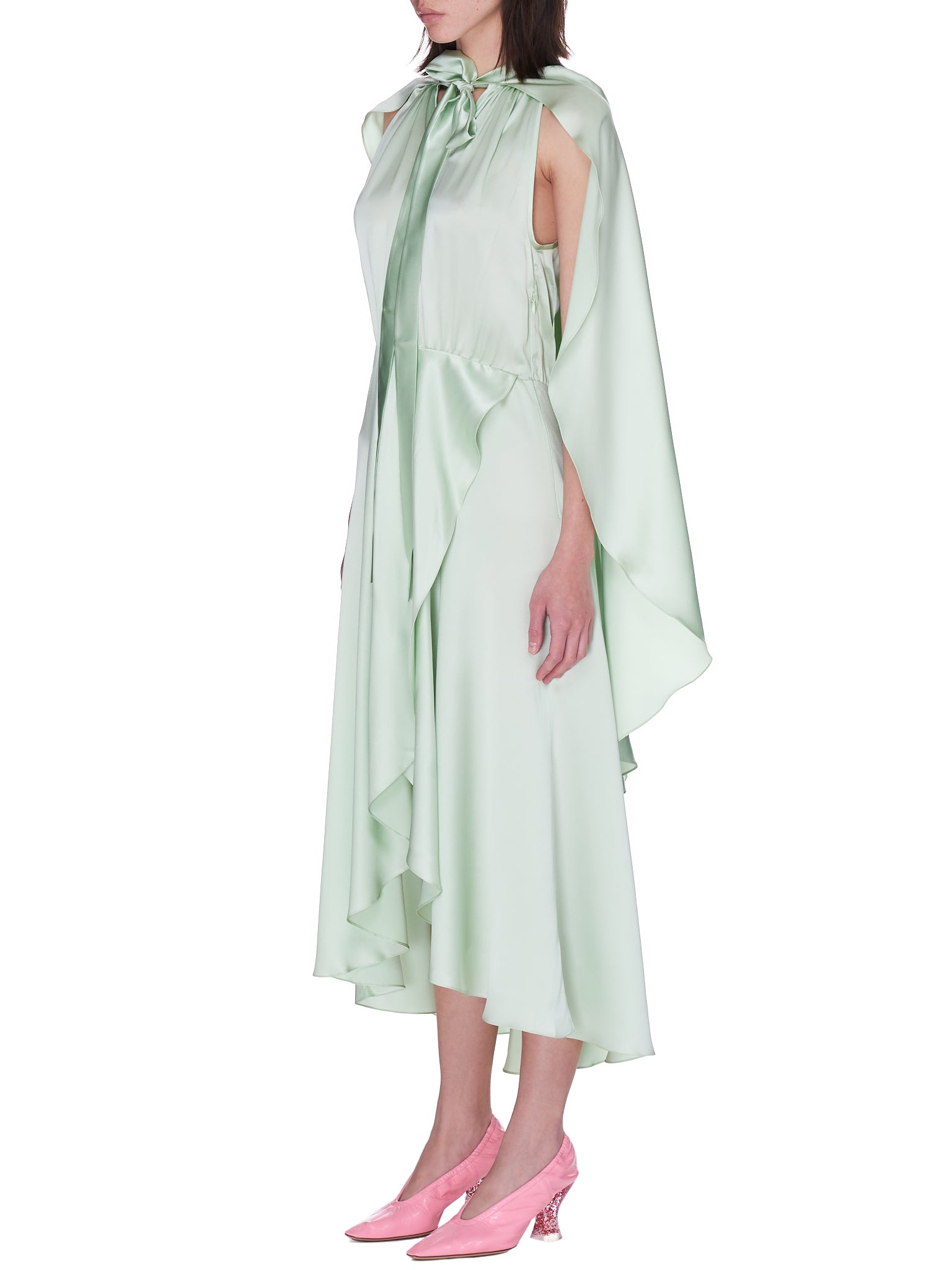 Silk Draped Cape Dress (GK37-PALM-BEACH-GARDENS-MINT)