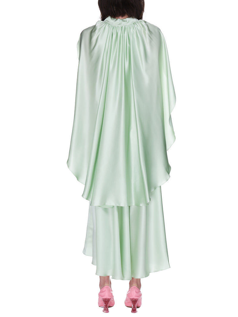 Silk Draped Cape Dress (GK37-PALM-BEACH-GARDENS-MINT)