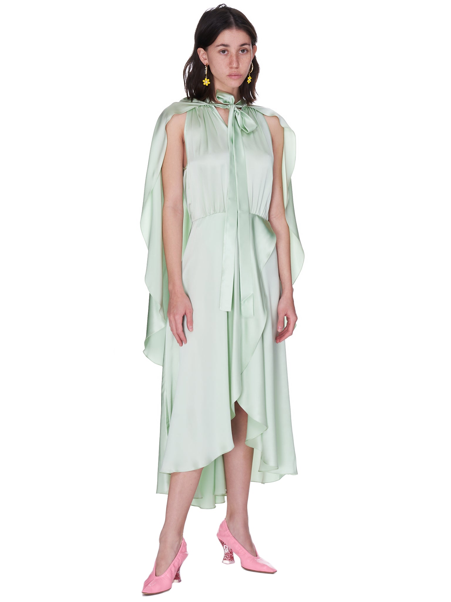 Silk Draped Cape Dress (GK37-PALM-BEACH-GARDENS-MINT)