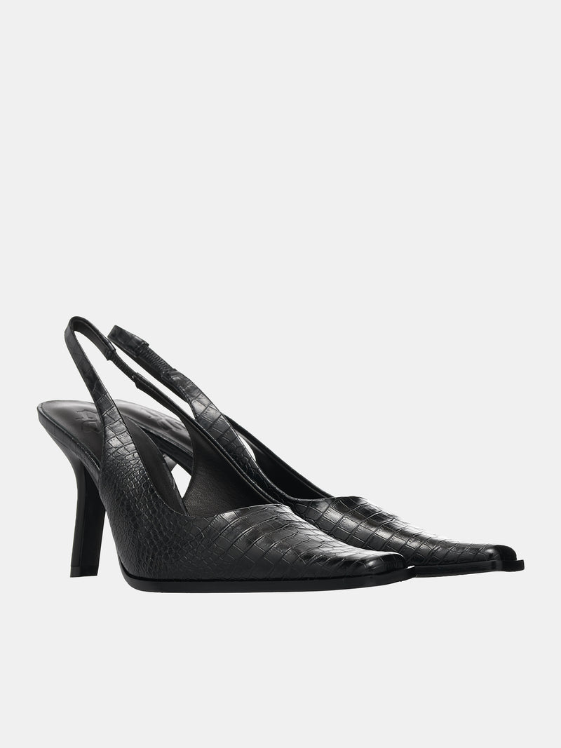 Croc Slingback Heels (HEEL-01-BLACK)