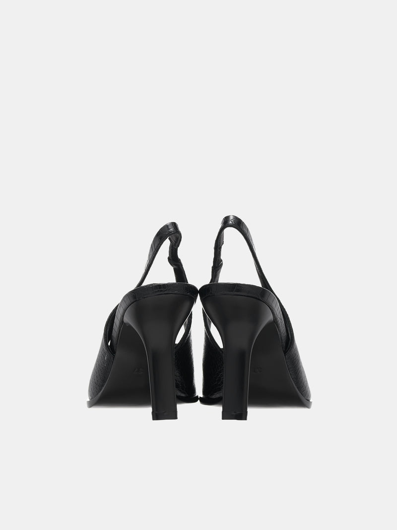 Croc Slingback Heels (HEEL-01-BLACK)