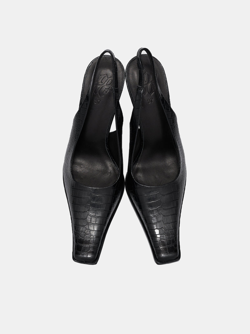 Croc Slingback Heels (HEEL-01-BLACK)
