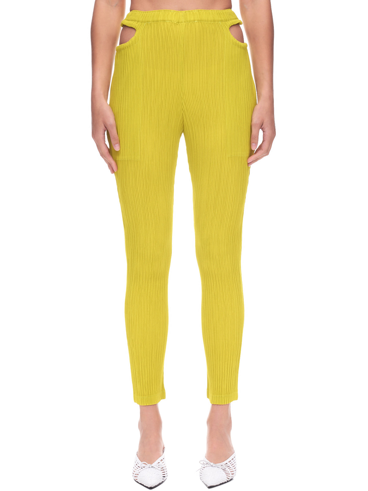 Pleats Cut Out Pants (IM28FF121-52-YELLOW)