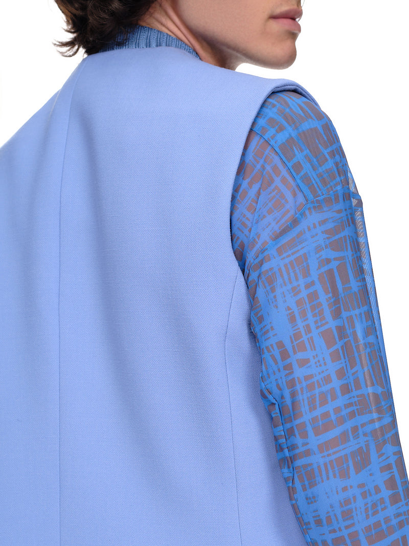Maximilian Blue Polyester Vest | H. Lorenzo - detail