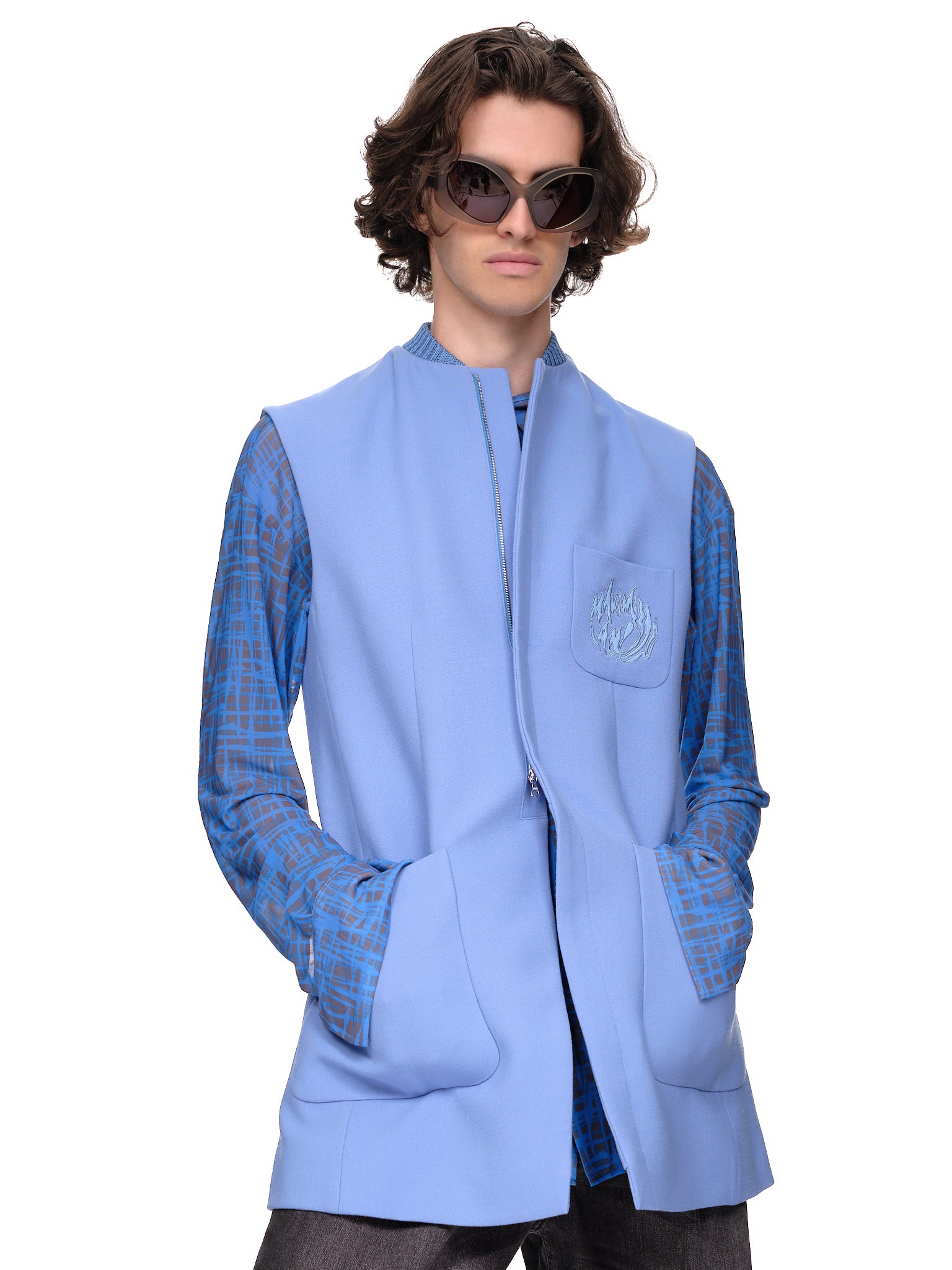 Maximilian Blue Polyester Vest | H. Lorenzo - side 2