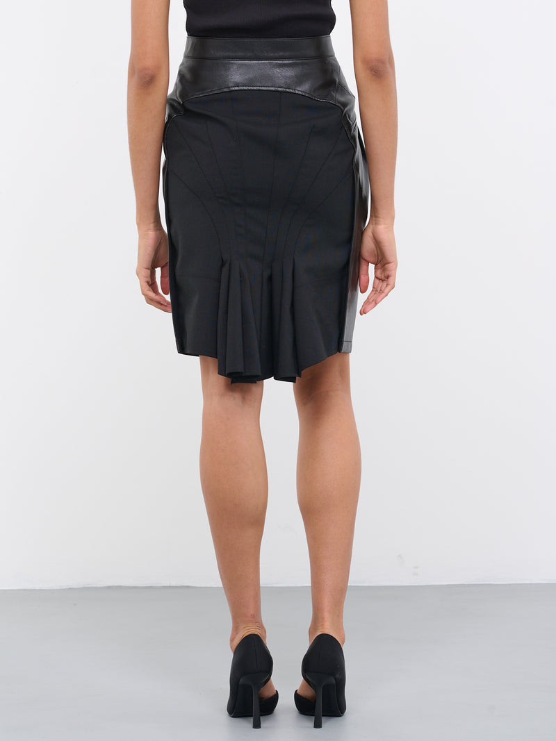 Leather Pencil Skirt (JK-S018-051-BLACK-BLACK)