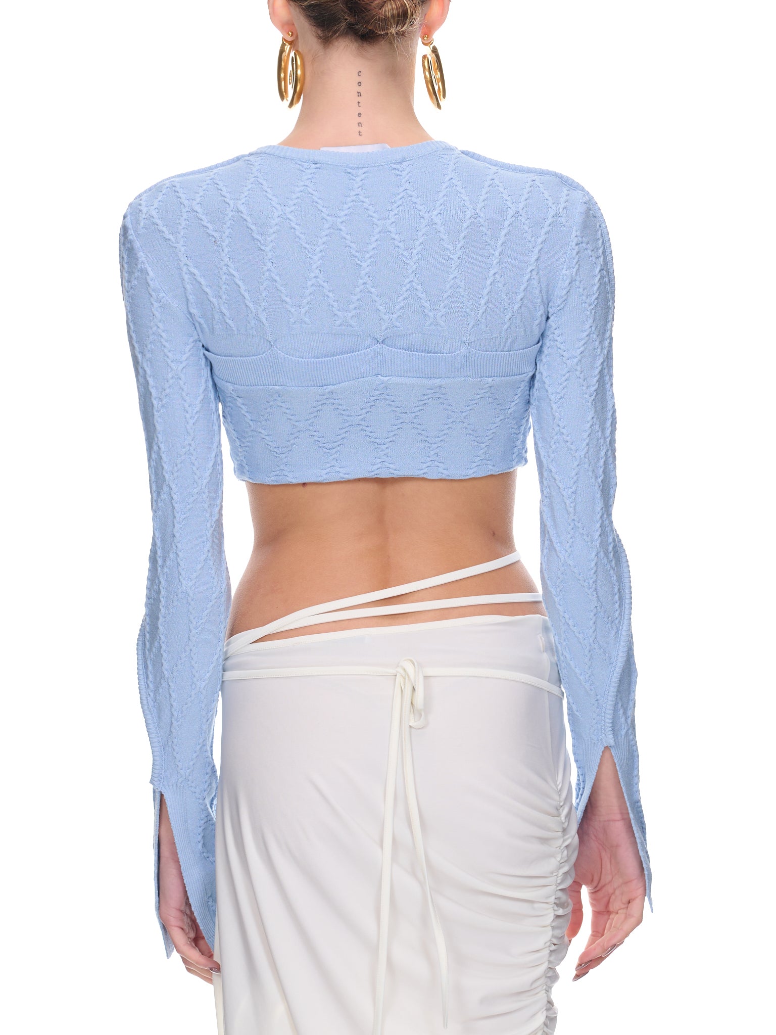 Cable-Knit Crop Sweater (K007-BABY-BLUE)