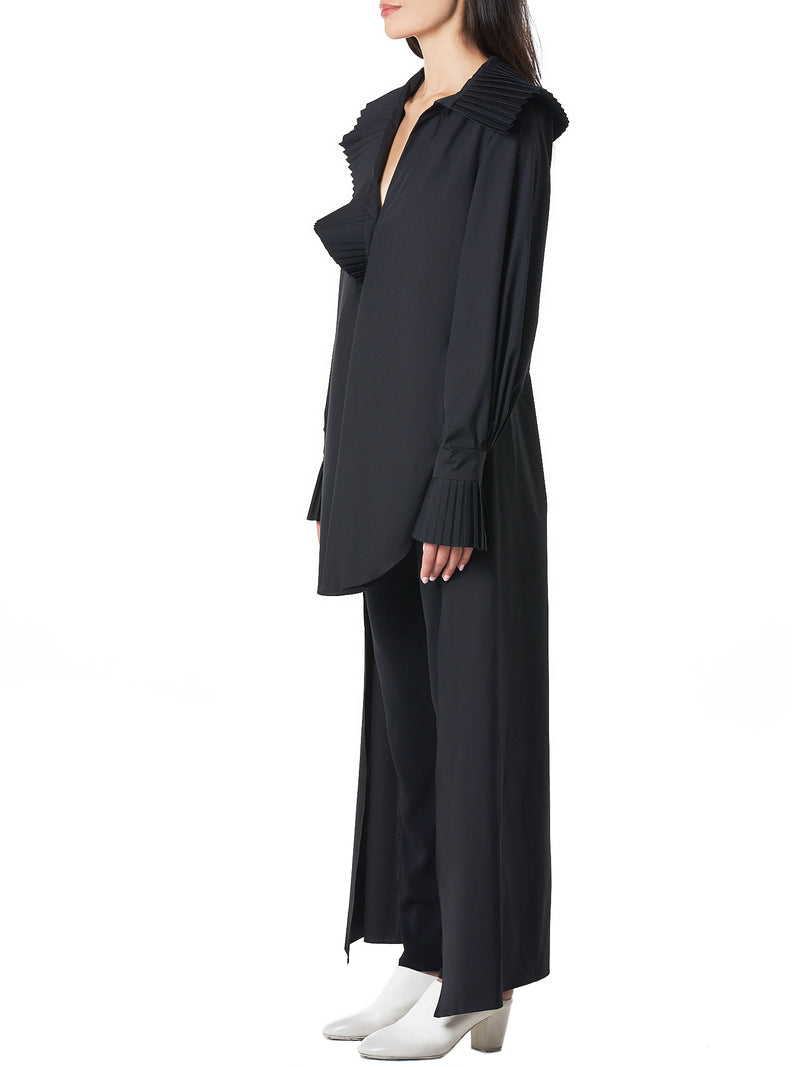 Ruffle-Neck Shirt Dress (KARL-BLACK)