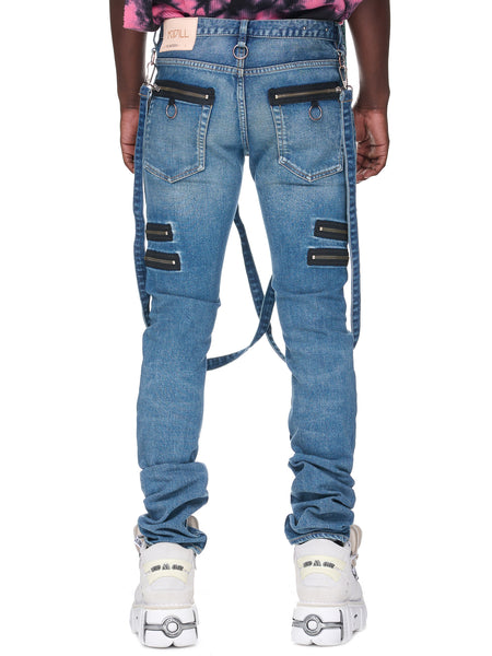 パンツ DISTRESS MULTI PATCH SLIMFIT DENIMPANTS Uillui Mens Fashion Slim Fit Stretch Jeans Streetwear
