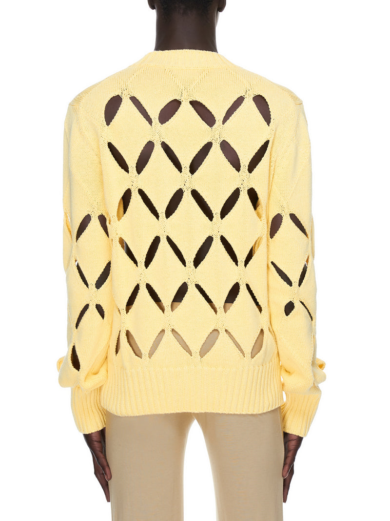 Stefan Cooke Floral Embroidered Diamond Slashed Jumper | H. Lorenzo - back