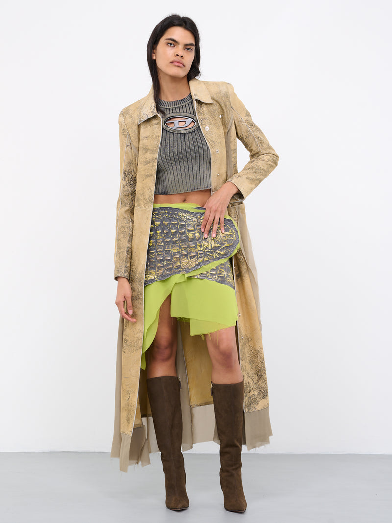 L-Chidima Leather Alligator Skirt (L-CHIDIMA-GREEN)