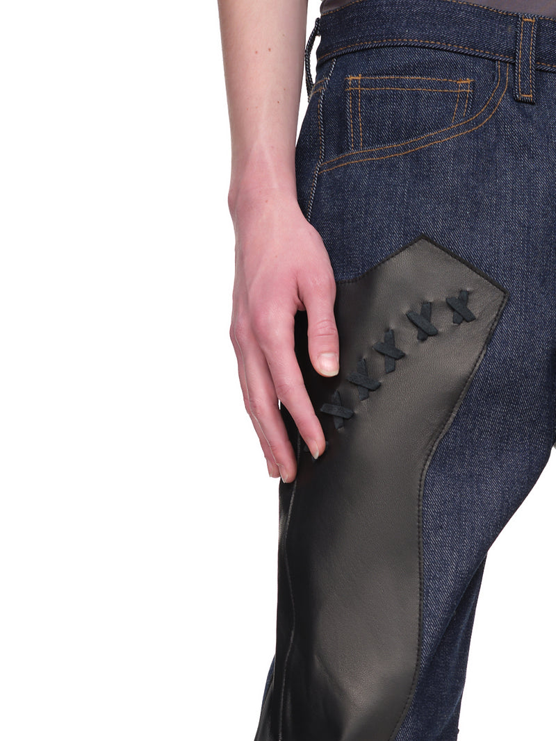 Destroy The Box Leather Accent Jeans | H. Lorenzo - side 2