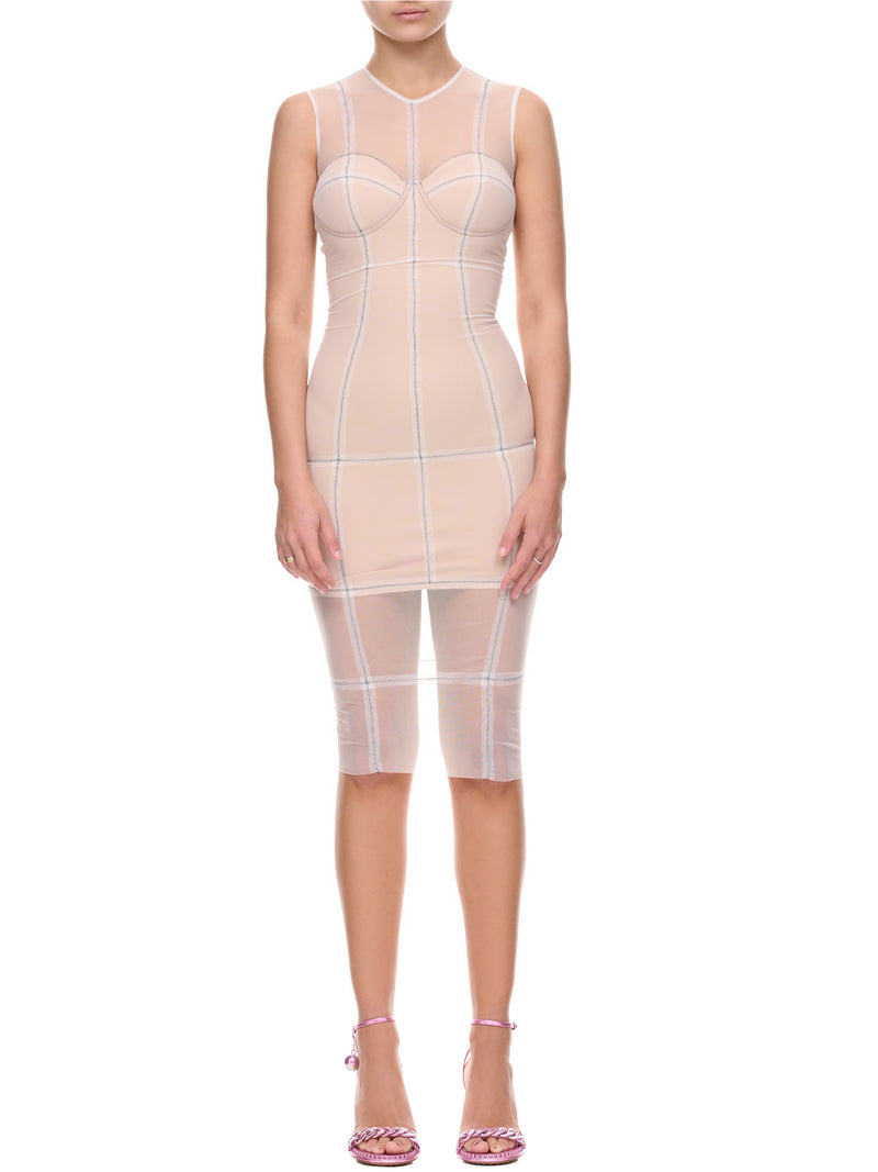 Mesh Underline Dress (MAS22FIGDRS02-WHITE)