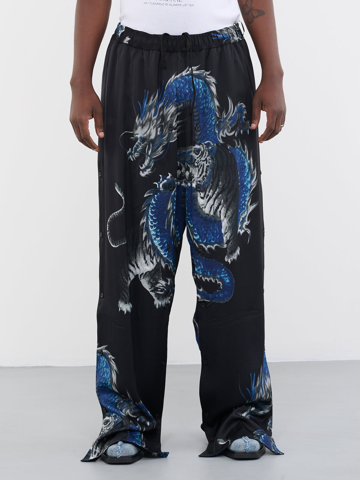 Button Dragon Track Pants (PANT97-S24-F430-BLACK-BLUE)