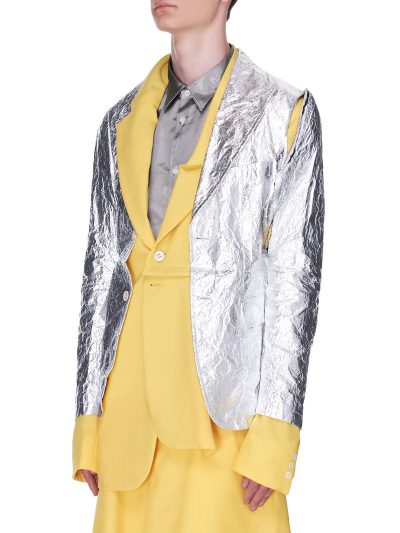 Chrome/Yellow Double Layer Blazer (PG-J009-051-YELLOW-SILVER)
