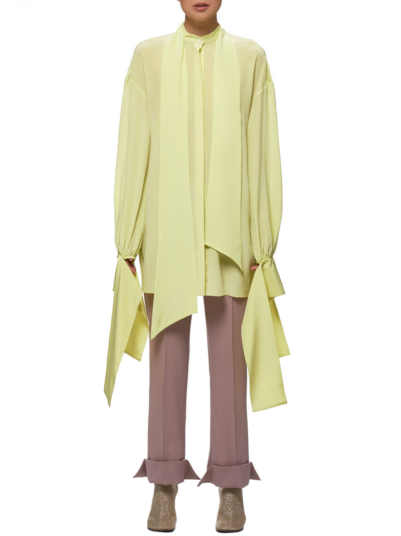 Draped Cuff Blouse (R0CA67-S-ACID-LEMON)