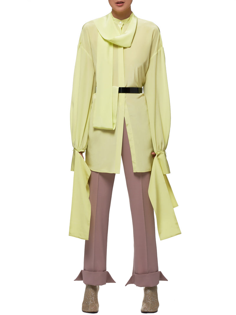 Draped Cuff Blouse (R0CA67-S-ACID-LEMON)