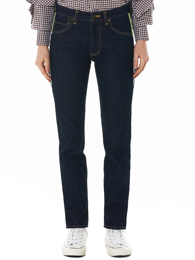 Ribbed Panel Denim Pants (RB-PT-U01-INDIGO)