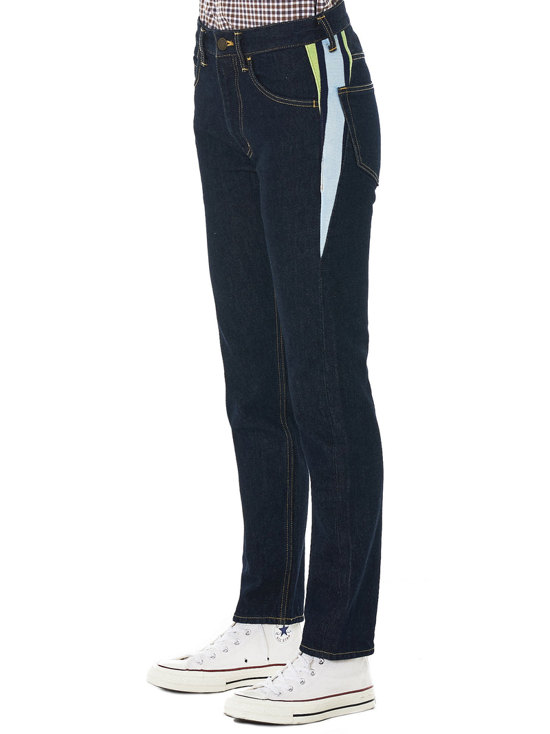 Ribbed Panel Denim Pants (RB-PT-U01-INDIGO)