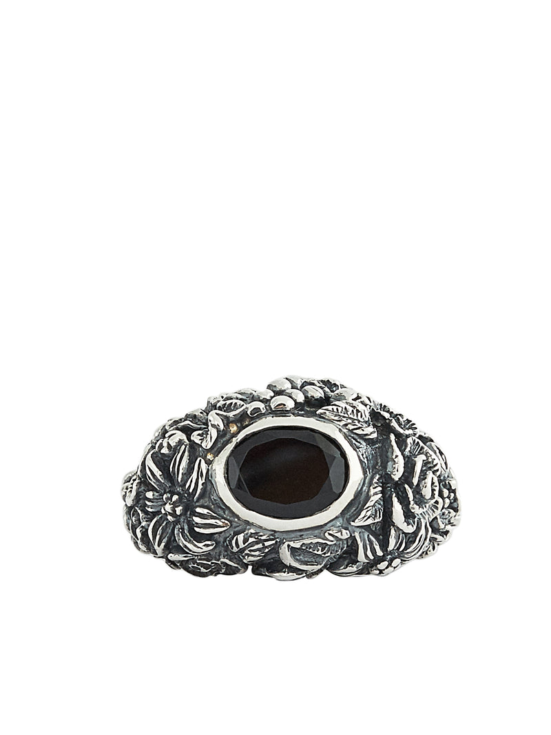 Gem & Foliage Solitary Ring (RN092-AGN-ONYX)
