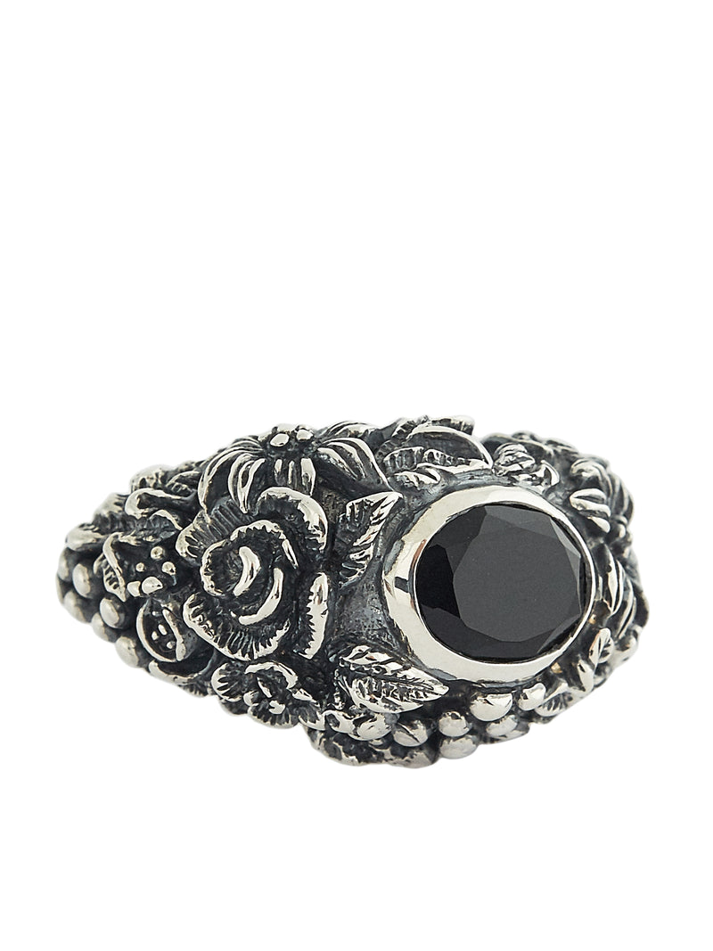 Gem & Foliage Solitary Ring (RN092-AGN-ONYX)