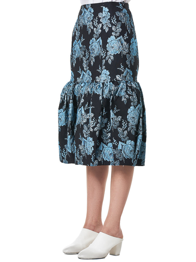 Metal-Embroidered Rose Skirt (ROSE-JQ3540-ICE-BLUE)