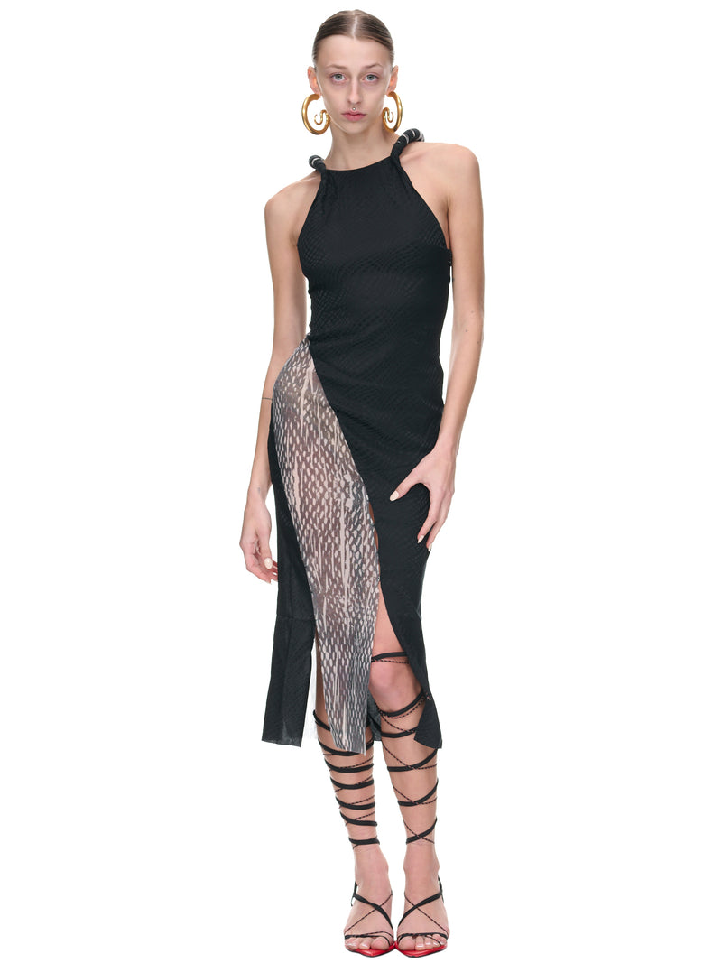 Silk Mesh Dress (RSS23WV09O-ONYX)