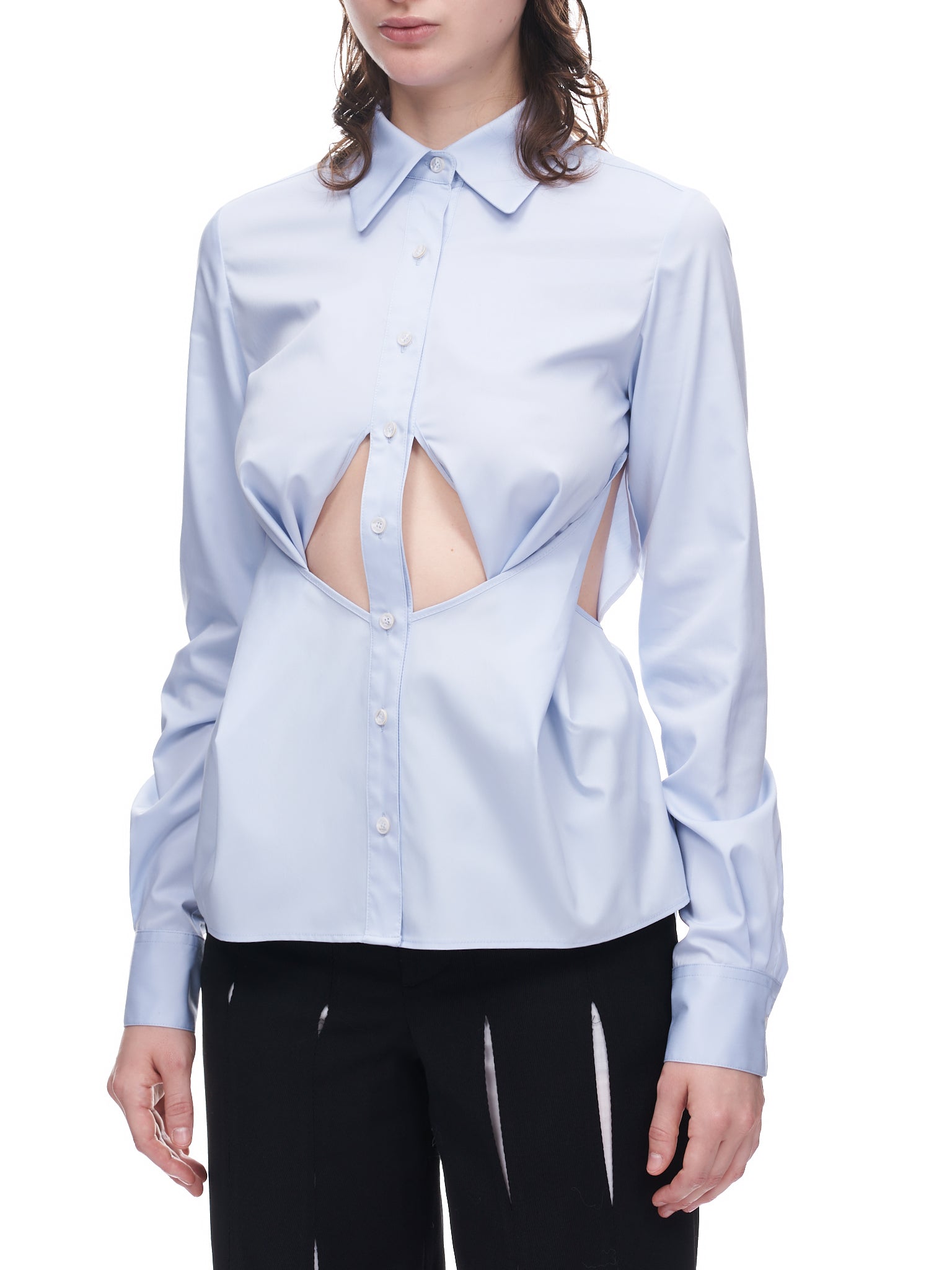 Underbust Cutout Button Up Shirt (SH01-SKYBLUE)