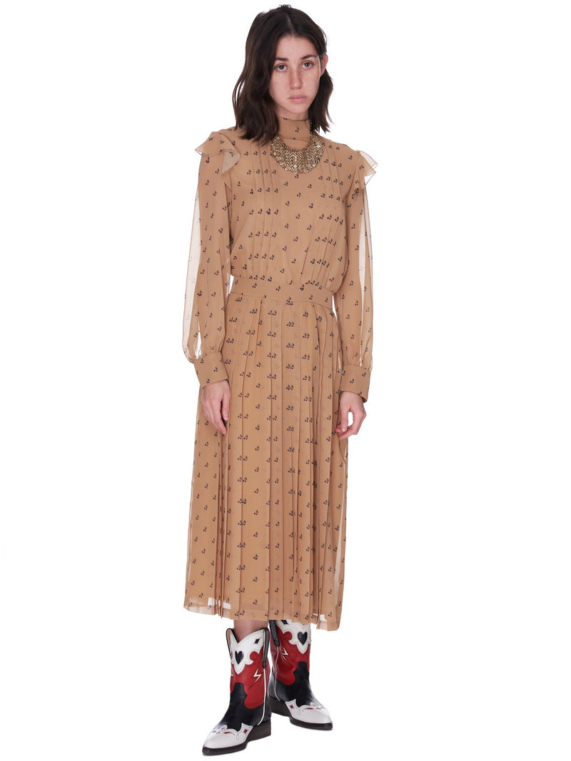 Pleated Cherry Dress (SU1A1702-BEIGE-BASE)