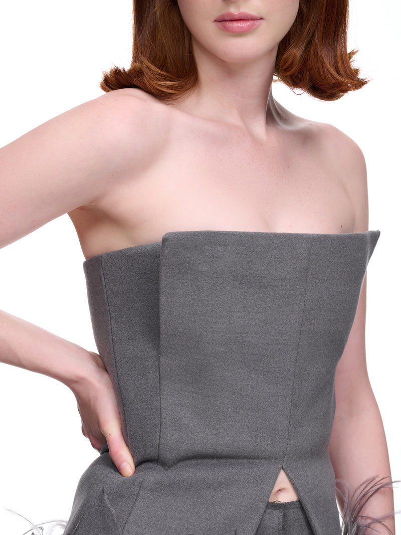 Draco Corset Top (T-152-DRACO-FTH-CHARCOAL)