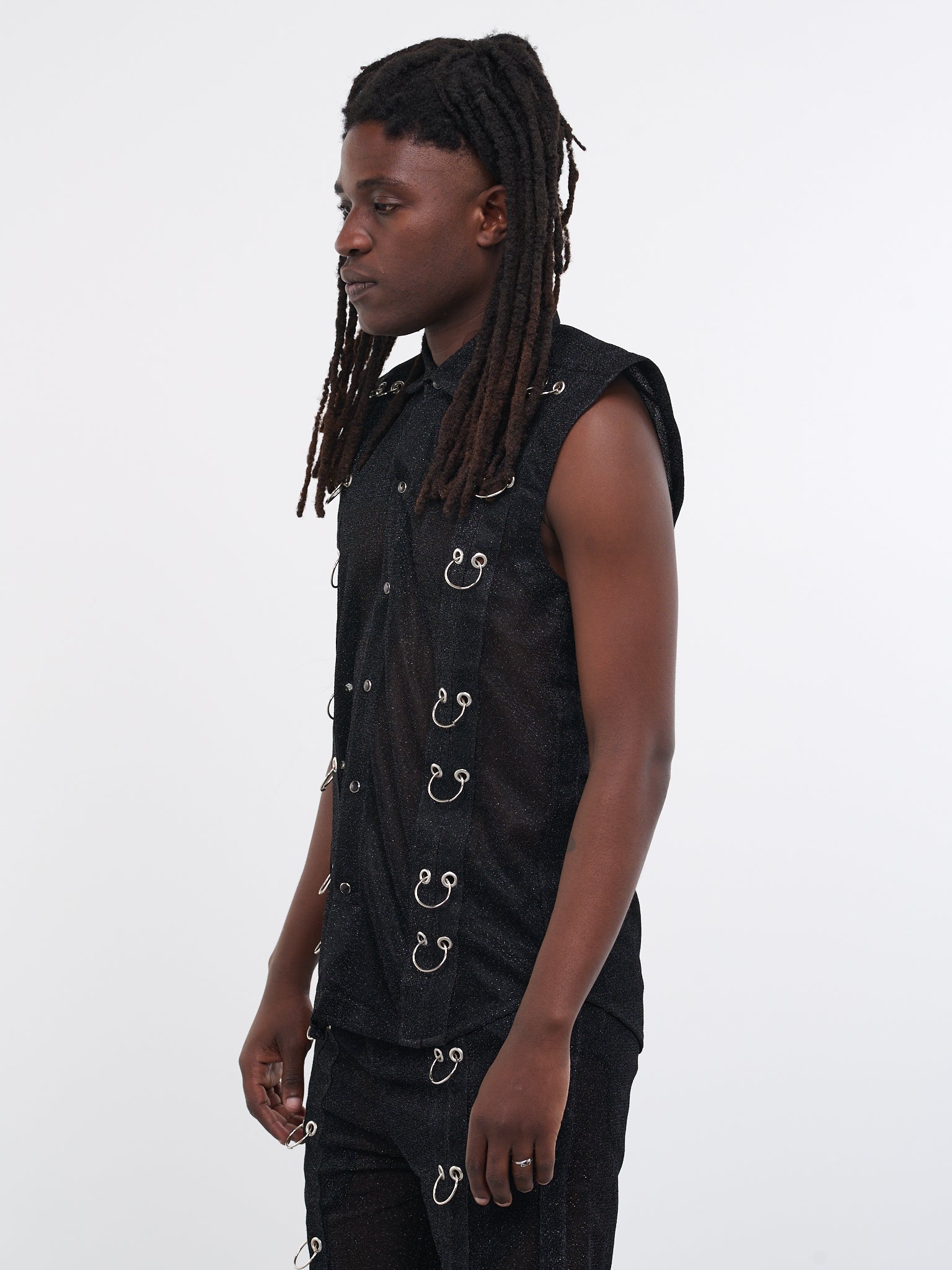 Sparkle Silk Velour Vest (TJMSS23S09-BLACK)