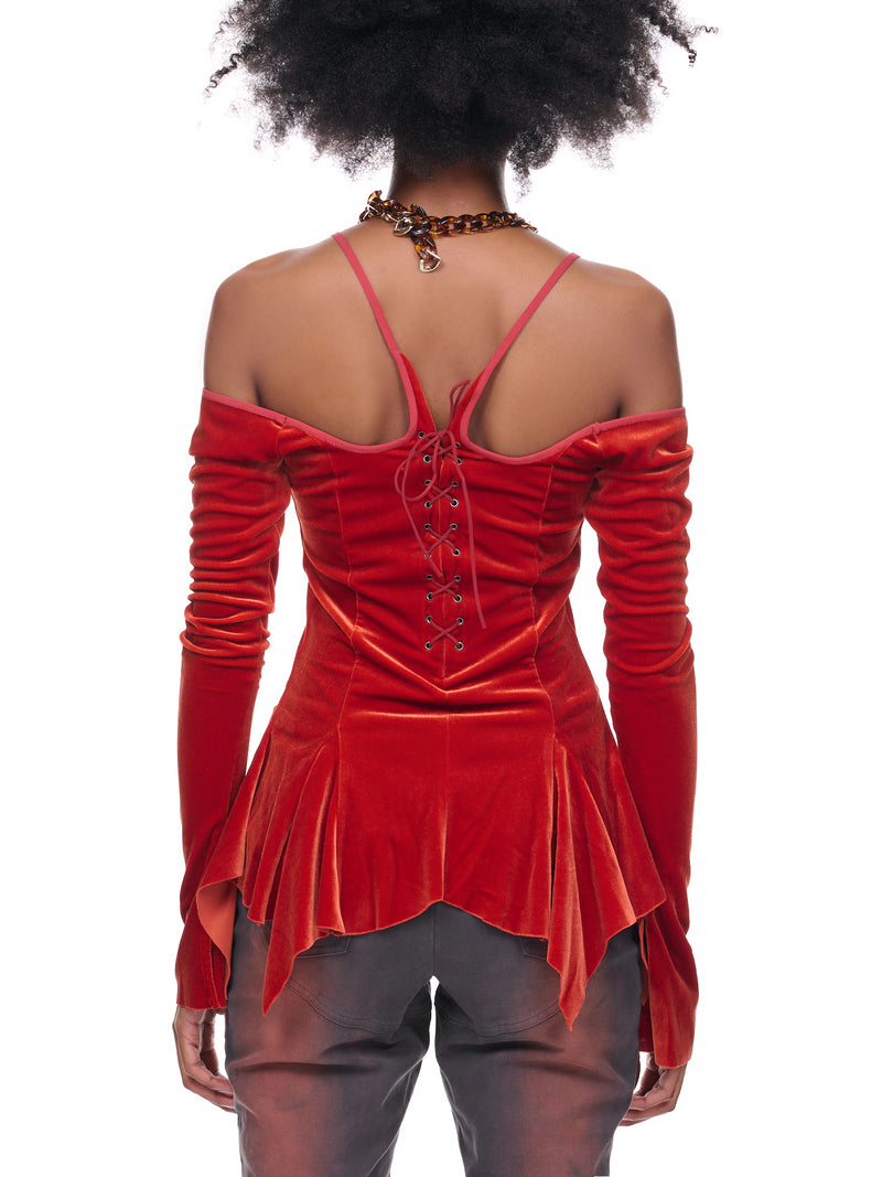 Velvet Draping Top (TOP-07-DKORANGE)