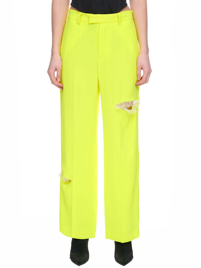 Yellow Deconstructed Slashed Tulle Trousers (UC1C1511-YELLOW)