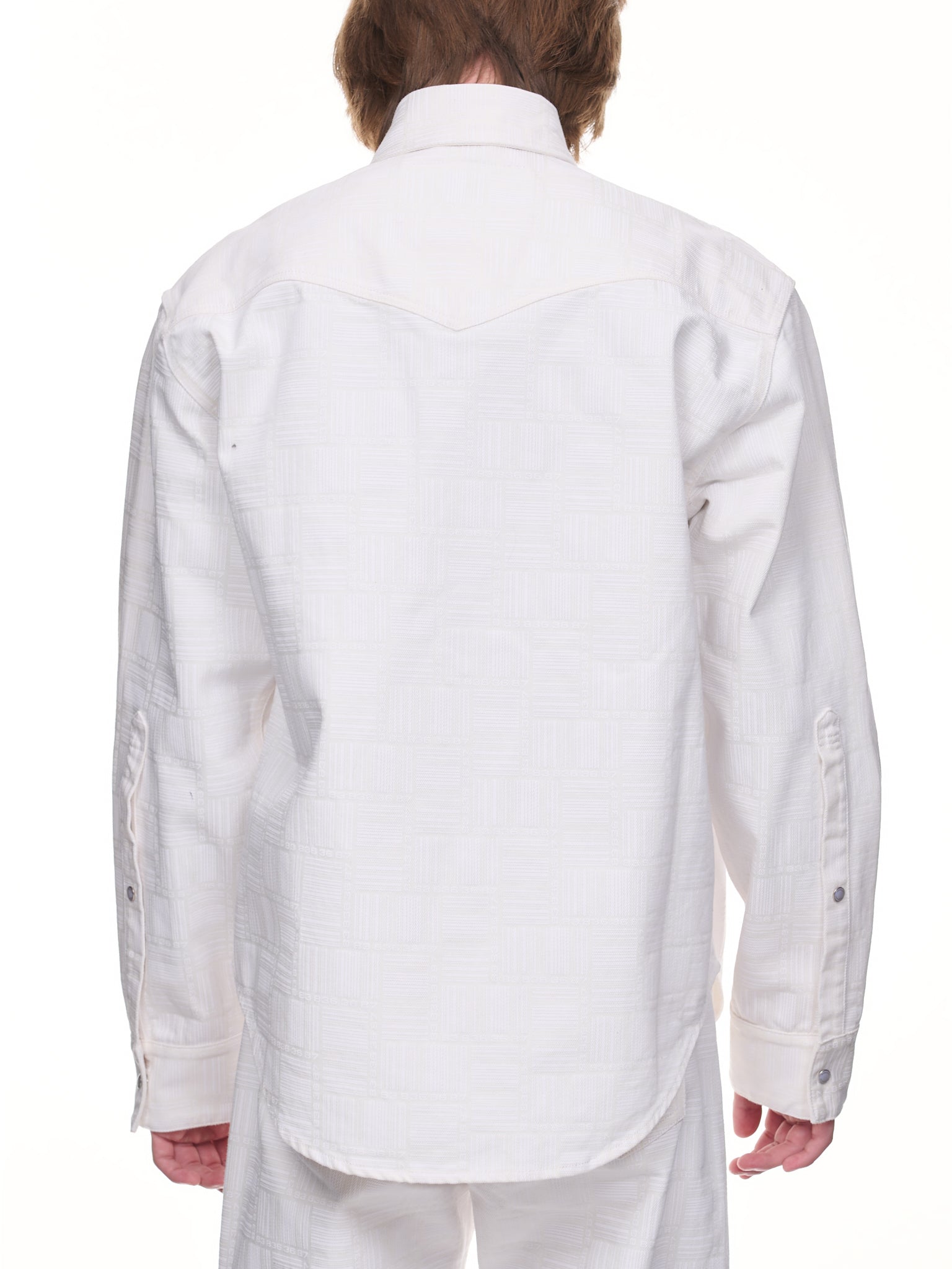 Barcode Monogram Denim Shirt (VL14SH550W-WHITE)