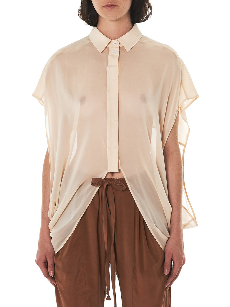 Draped Silk Top (W22-376-140-NUDE)