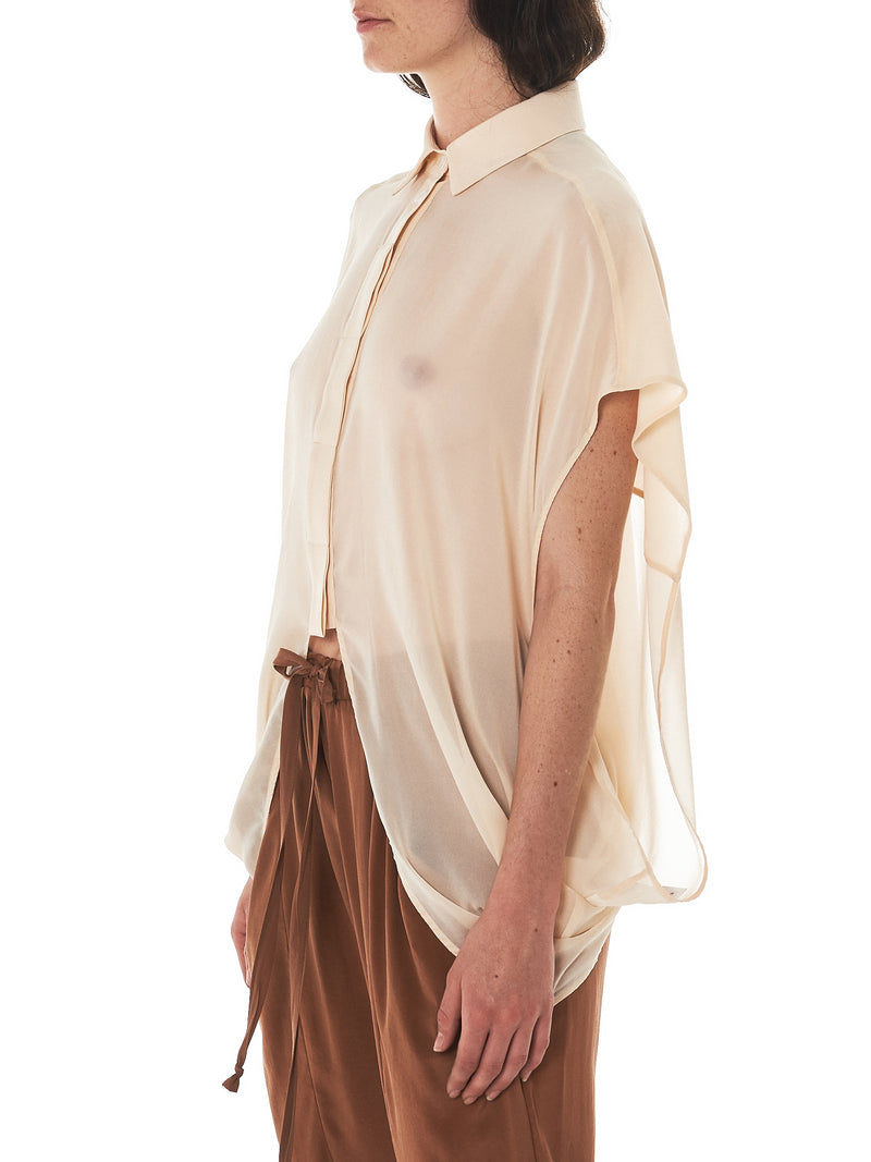 Draped Silk Top (W22-376-140-NUDE)